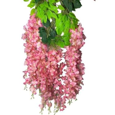 Imagem de Kit 12/24 Pendentes Planta Cerejeira Artificial Premium 110cm Decoração Vertical Enfeite(ROSA,12)