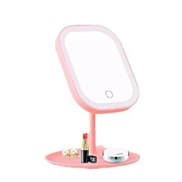 Imagem de Espelho de maquiagem com luz led touch usb portátil e dobrável ajustável