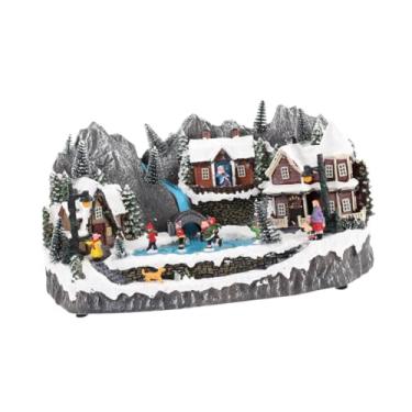 Imagem de Wswqop Estatueta de casa de vila natalina, centro de mesa, enfeite de mesa para lareira