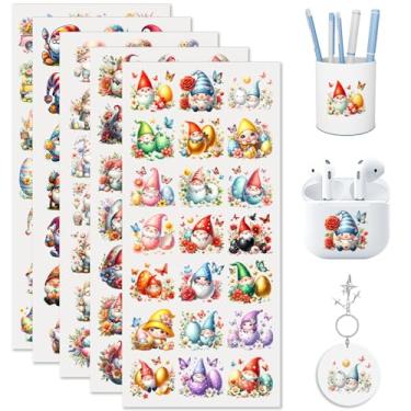 Imagem de XRTHGS 105 peças de adesivos de chaveiro DTF UV gato da Páscoa, adesivos coloridos UV DTF, alta viscosidade para chaveiros, pingentes pequenos, canecas UV DTF papel de transferência (anão de Páscoa)