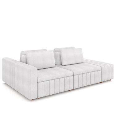 Imagem de Sofá Ilha E Puff Sala Living 285cm Siesta M22 Boucle Branco - Mpozenato