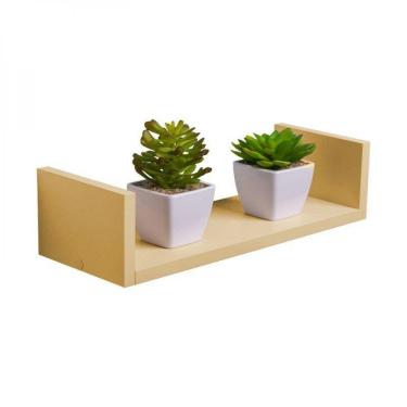 Imagem de Prateleira U 50 X 10cm Bege Claro Suporte Invisível