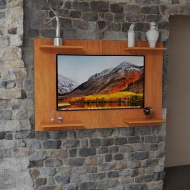 Imagem de Painel De TV 50 Pol Minimalista Com Prateleira Cor Cerejeira