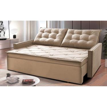 Imagem de Sofá Sem Caixa Retrátil E Reclinável 1,65m Cama Inbox Studio Suede Velusoft Bege