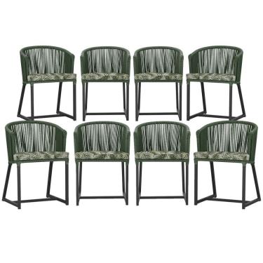 Imagem de 8 Cadeiras De Jantar área Noronha Preta E5 Trama Original Verde