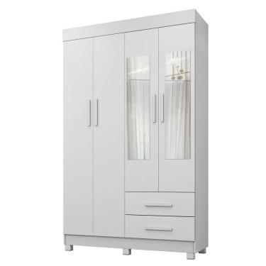 Imagem de Guarda Roupa Leblon 4 Portas 2 Gavetas 5 Prateleiras Branco
