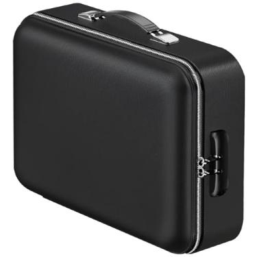 Imagem de Caixa de documentos rígida à prova de fogo, organizador à prova d'água com trava, alça e compartimentos de várias camadas, 38 x 28 x 12 cm