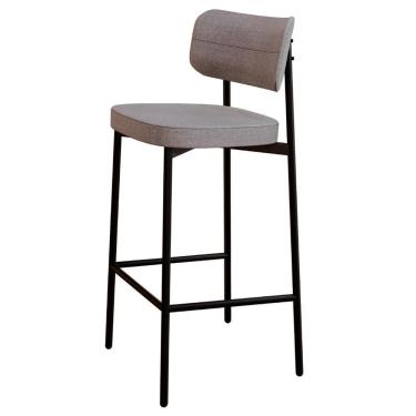 Imagem de Banqueta Alta Bar Estofada Ella M25 Linho Cinza Cl - Mpozenato