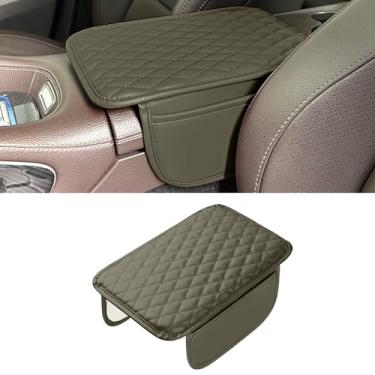 Imagem de Tioollev Capa de console central de carro atualizada, almofada de couro de microfibra para apoio de braço de carro com 2 sacos de armazenamento, caixa de armazenamento universal para carro acessórios