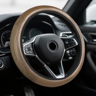 Imagem de HQRNYP Capa de volante de carro, acessórios para volante, protetor de rodas automotivas de couro de microfibra respirável, protetor universal antiderrapante de 38 cm, acessórios de carro para SUV