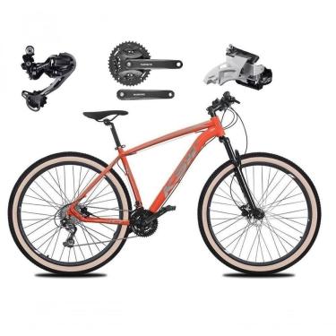 Imagem de Bicicleta Aro 29 Ksw Xlt Deore E Altus 27v Freio Hidráulico Garfo Trava Pneu Faixa Bege - Laranja Tam.17