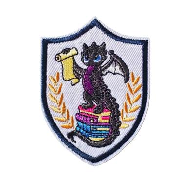 Imagem de Emblema bordado com gancho e laço para leitor de fantasia dragão livro livro amante equipamento legal design literário para personalizar roupas colete e equipamentos de academia adesivos engraçados
