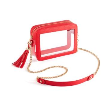 Imagem de Unilily Bolsa transparente para eventos de estádio – Bolsa transversal transparente aprovada para estádios para mulheres, shows, esportes e festivais, Vermelho