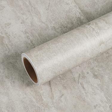 Imagem de VEELIKE Papel de parede de concreto cinza neutro descasque e cole papel de parede espesso para lavagem de cal 61 x 395 cm, papel de contato de concreto leve autoadesivo para bancadas, papel de parede