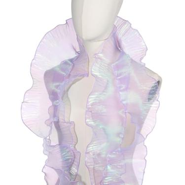 Imagem de PATIKIL Guarnições de renda com babados, 5 metros de tecido de organza retrô, acabamento de tule decorativo, borda de renda com babados para costura faça você mesmo, bolsa de vestido para aparar