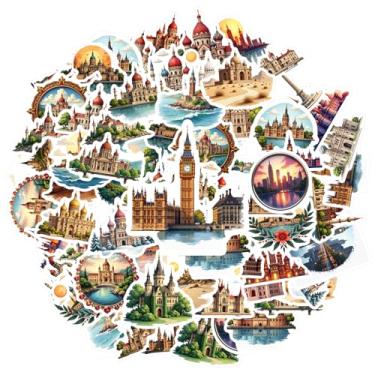 Imagem de 50 peças arquitetura marco castelo palácio histórico adesivo de PVC adesivos históricos vintage marco adesivos para guitarra, faça você mesmo, bicicleta, skate, laptop, bagagem, decoração, guitarra