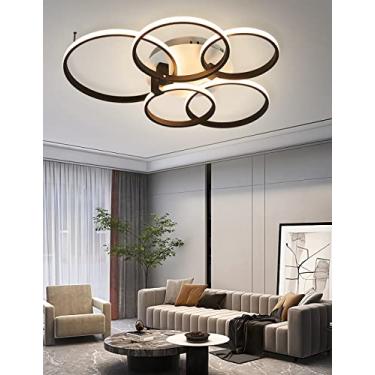 Imagem de Luminária de teto redonda LED Ring para sala de estar, moderna e regulável, com controle remoto, na cor preta, ideal para sala de estar, quarto, escritório, mesa de jantar, casa de campo e h