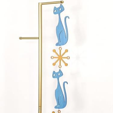 Imagem de MidModArt 6 peças de painéis de parede de pendurar em PVC, arte de parede moderna de meados do século, divisórias decorativas de gato atômico e starburst para quarto de jantar 16,5 x 148 cm