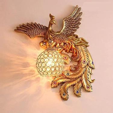 Imagem de Luminária de parede LED American Creative Art Peacock para sala de estar, quarto, escritório, casa de campo, hotel, quarto infantil, corredor (GA à direita)