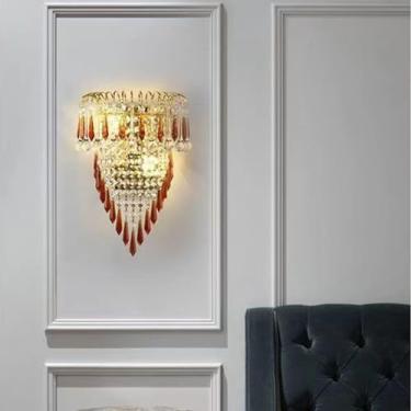 Imagem de Luminária de parede LED contemporânea colorida com design de cristal, criativa para sala de estar, quarto, escritório, quarto modelo, hotel, casa de campo, corredor, iluminação decorativa de