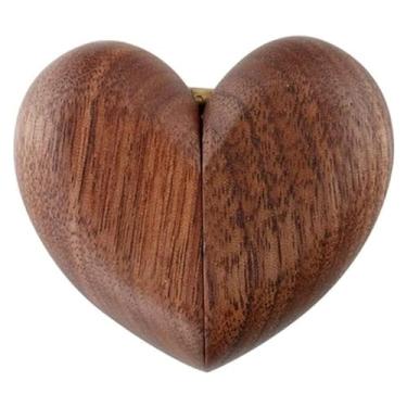 Imagem de BSNANCA Caixa de joias organizadora de joias pequena, caixa de armazenamento criativa em forma de coração, adequada para casamento, pedido de casamento, estojo de joias feminino (uma cor)