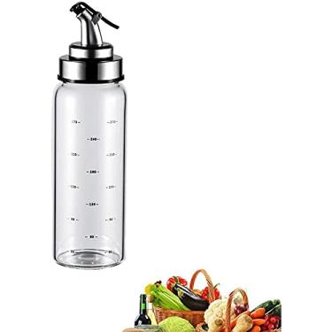 Imagem de 3FLQOOPP Dispensador de azeite de oliva, molho de vinagre, garrafa de vidro sem chumbo, mede facilmente, bicos de derramamento com tampas de encaixe de liberação de alavanca para utensílios de cozinha