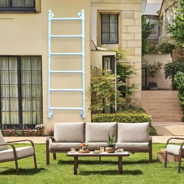 Imagem de XIVUIFOI Escada de metal montada na parede para escadas de escalada, beliche de ferro branco, escada de escadaria de incêndio para telhado/garagem ao ar livre (125 cm/49 pol)