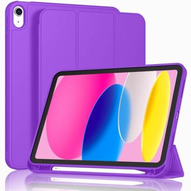 Imagem de ToaPoia Capa para iPad (A16) 11 polegadas 2025/iPad 10ª geração 10,9 polegadas 2022, capa protetora fina com suporte de três dobras com suporte para lápis e parte traseira de TPU macio, suporta