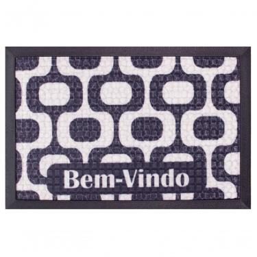 Imagem de Capacho Fenice Estampado Ipanema Preto-branco 59x39cm - Uzoo Tapete Fenice Estampado 59x39cm Ipanema Preto-branco