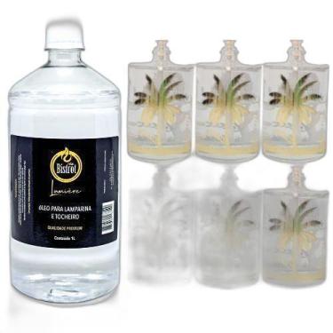 Imagem de Kit 6 Lamparinas Decorativas Florestal + 1L De Fluido - Velas bistrot