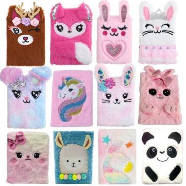 Imagem de Kit Caderno De Pelúcia Infantil Agenda Papelaria Fofa Criativa Diario 