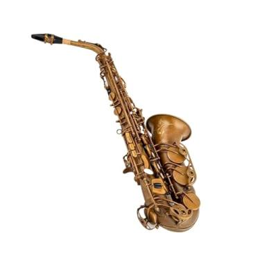 Imagem de Instrumento de saxofone saxofone alto cobre antigo Eb Tune E Flat instrumento musical instrumento de saxofone para amantes de música profissionais com bolsa (B)