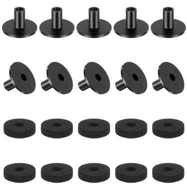 Imagem de Conjunto de 20 peças de mangas e feltros de prato preto, 10 peças de pratos redondos macios de tamanho padrão, almofadas de feltro de tambor, 10 peças de acessórios de substituição de suporte de prato