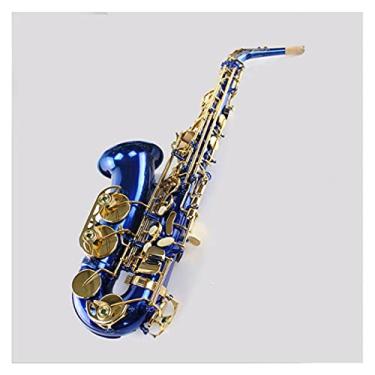 Imagem de Saxofone profissional E Flat Blue Saxophone Alto Instrumento Saxofone Latão Kit para iniciantes