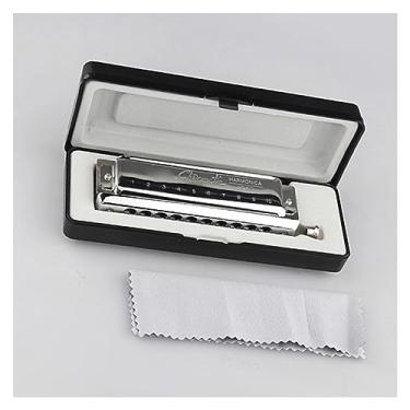 Imagem de Gaita cromática 10 furos 40 tons C chave gaita instrumento musical de vento para estudantes iniciantes