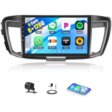 Imagem de [6+128G] Rádio estéreo para carro Android 15 de 8 núcleos para Honda Accord 9º 2013 2014 2015 com carro sem fio e Android Auto, rádio automotivo de 10,1 polegadas com espelho Link Bluetooth FM/RDS