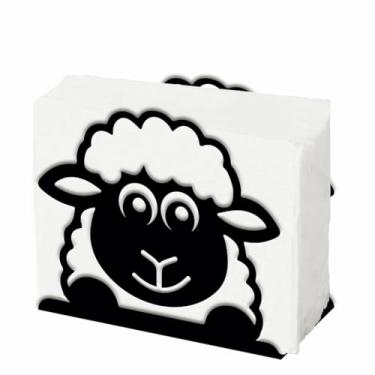 Imagem de SUPERDANT Suporte de guardanapo de ovelha de desenho animado para mesa dispensador de serviço de animal organizador de guardanapos fofos suporte de toalha de papel de seda preto para sala de jantar