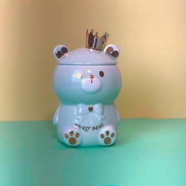 Imagem de Caneca 3D de Porcelana com Tampa e Colher – Ursinho Verde