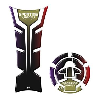 Imagem de Kit Adesivo Protetor Tanque E Bocal Moto Yamaha Lista Vermelha Azul