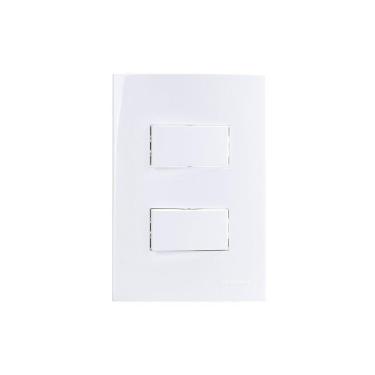 Imagem de Interruptor Paralelo Duplo Margirius Sleek 10a Com Placa 4x2 Branco