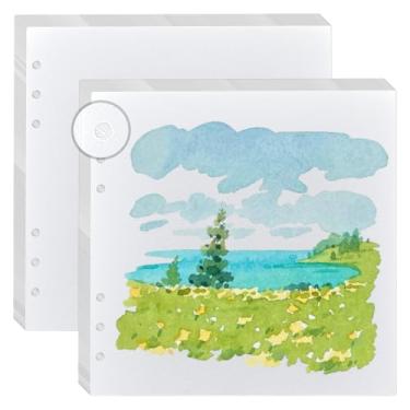 Imagem de OLYCRAFT Pacote com 80 papéis profissionais para aquarela de 19 x 19 cm, bloco de papel de arte de algodão, quadrado, branco, papéis de esboço de qualidade de artista, material de diário para pintura