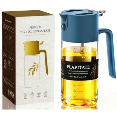 Imagem de PLAPITATE Pulverizador de azeite de oliva premium de 500 ml para cozinhar, frasco dispensador de azeite de oliva 2 em 1 para utensílios de cozinha, frasco de spray com controle de porção para salada