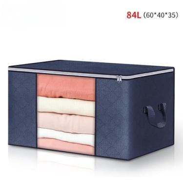 Imagem de Caixa Saco Organizador Grande Edredom Cobertor Casaco Guarda Roupa Ecológico Anti-Poeira Umidade (1PC-84L-Azul)