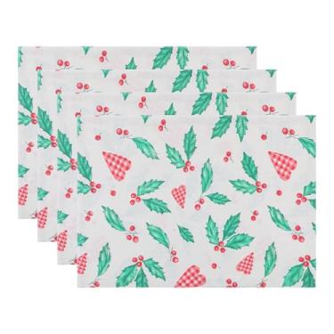 Imagem de Jogo americano de flores de fazenda, conjunto de 4 jogos americanos de poliéster para decoração de mesa de jantar, ambientes internos e externos, lavável, tapete de mesa de cozinha, 45 x 33 cm