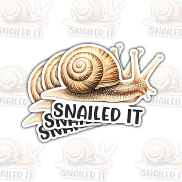 Imagem de 3 peças de adesivos de caracol Snailed It, decalques de vinil com citação de animal de desenho animado engraçado para laptop, caderno, diário, garrafa de água, carro, presente para adolescentes