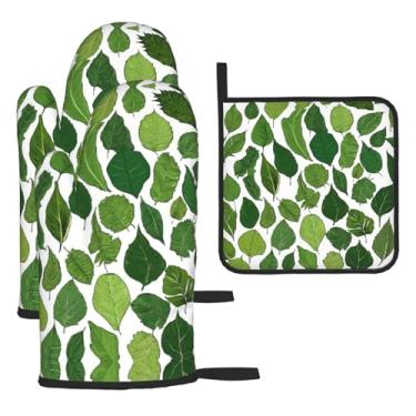 Imagem de Monstera Deliciosa Banana Palm – Conjunto de cozinha essencial com 3 peças, luvas resistentes ao calor e aderência da tampa, proteção para churrasco no forno, design de armazenamento suspenso.