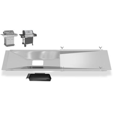 Imagem de PETKAO Bandeja de graxa ajustável com bandeja de captura para peças de reposição Nexgrill 720-0830H, bandeja coletora universal para copo de graxa Charbroil, Expect Grill, Dyna Glo, quintal e mais