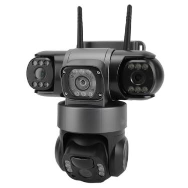 Imagem de ASHATA Câmera de Segurança Solar de Lente Tripla, Câmera Externa Sem Fio 3240x1920 2MP para Segurança Doméstica, Com Detecção de Movimento AI 2 Vias Talk IP66 8000mAh, 2.4G + 5.8G