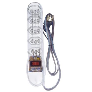 Imagem de Filtro de Linha 5 Tomadas DPS Plus Transparente com Plug 90 Graus, Protetor Contra Surtos
