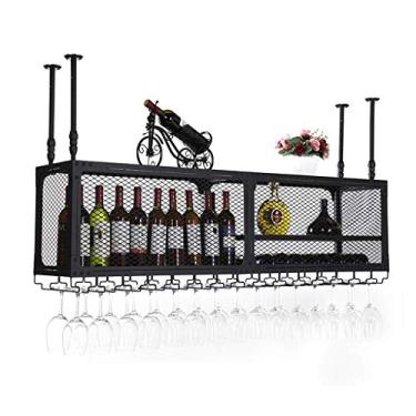 Imagem de Rack de vinho, bar, restaurante, pendurar, suporte para copos de vinho, prateleira de parede de teto, prateleira de armazenamento de copos de vinho, prateleira de exibição